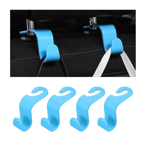 Car Seat Headrest Hooks, Multifunctional 4PCS Vehicle Back Seat Storage Hanger Holder for Hangbag Coat Grocery, Auto Interior Headrest Hook Organizer, Universal for Vehicles (Sky Blue) - color: Sky Blue