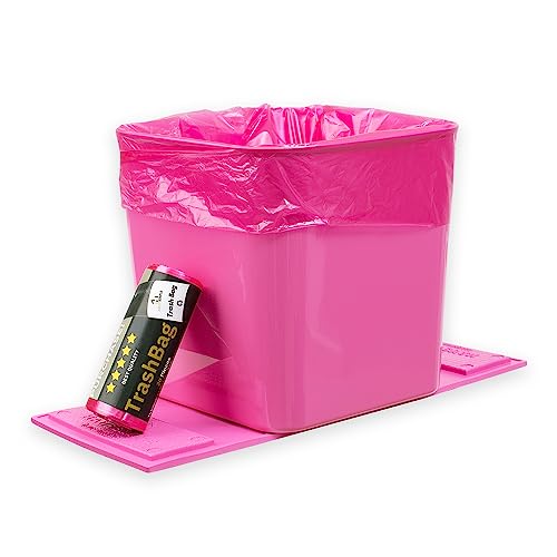 Car Trash Can – Leakproof 1.4 Gallon Compact Garbage Bin with Stability Flap & Anti-Slip Base | Portable Trash Holder for Cars, Trucks, SUVs, Minivans – Includes Trash Bags (Pink, Large) - color: Pink, size: Large