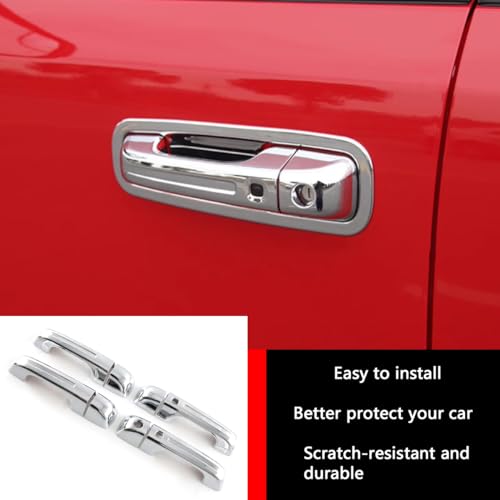 Car Accessories Fit for Dodge Ram 1500 2024 2023 2022 2021 2020 2019 Door Handle Cover Trims （Chrome Silver with Smart Hole ABS 8PCS - color: Chrome Silver With Smart Hole