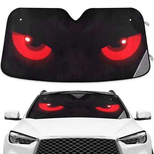 Funny Evil Red Eyes Windshield Sunshade Car Sun Shade Front Window Shade for Truck SUV Blocks UV Rays Sun Reflector Visor Protector Accordion Folding - color: Multi111