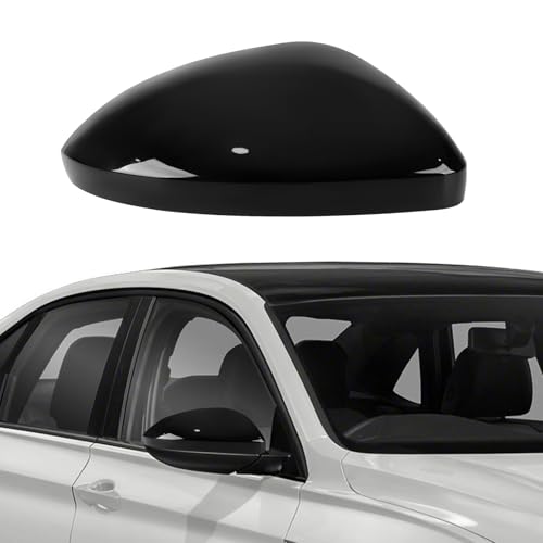 Right Passenger Side Mirror Cover Cap Compatible with VWJetta 2019 2020 2021 2022 2023 2024【Only for US Version Without Turn Signals】, Clip-on Rearview Door Mirror Housing Cap Trim - color: Glossy Black, size: Right