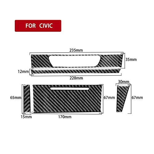 Auto Center Console Seat Heated Buttons Frame Panel Sticker Real Carbon Fiber Interior Trim Compatible with Honda Civic 9 Coupe/Sedan 2013 2014 2015 Accessories Black - A - color: Center Console Seat Heated Buttons Frame Panel - a