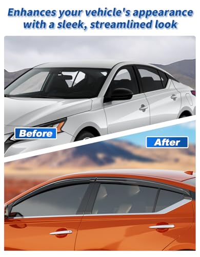 6-PCS Extra-Thick Rain Guards Fit for 2019-2026 Nissan Altima Extra Durable Tape-on Window Rain Guard Window Deflectors Vent Shades Window Visor Vent Visors Exterior - size: Fit for 2019-2026 Nissan Altima