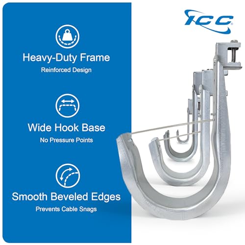 ICC Beam Clamp J Hook 3/4” Without Retainer Clip - Galvanized Steel Cable Management Hooks for Hanging Cable to Beams - Rust-Resistant, EIA and TIA Compliant - 3/4 Inch 25 Pack - size: 3/4 in, style: Beam Clamp