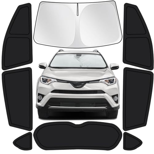 for Toyota RAV4 2013-2018 Car Window Shades, 8pcs Privacy Sun Shade Set for Front Windshield Side and Rear Windows, Full Window Covers Keeps Vehicle Cool for Camping Napping - size: fit for Toyota RAV4 2013-2018