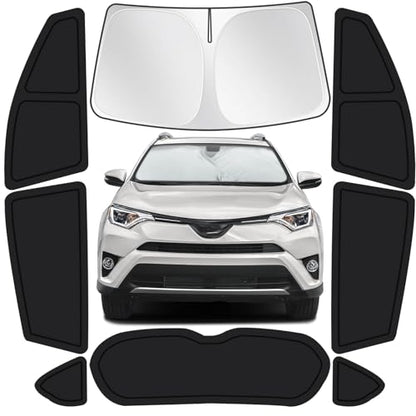for Toyota RAV4 2013-2018 Car Window Shades, 8pcs Privacy Sun Shade Set for Front Windshield Side and Rear Windows, Full Window Covers Keeps Vehicle Cool for Camping Napping - size: fit for Toyota RAV4 2013-2018