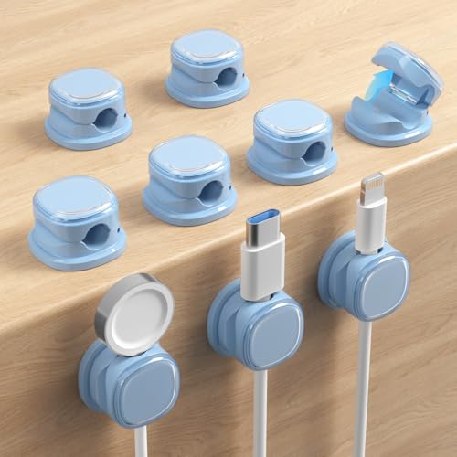 9 Pack Cord Organizer, Spring Cable Management, Adhesive Cute Cable Holder Clips, Phone Charger Wire Keeper for Desk Nightstand Car Office (9-Pack Blue) - color: 9-Pack Blue