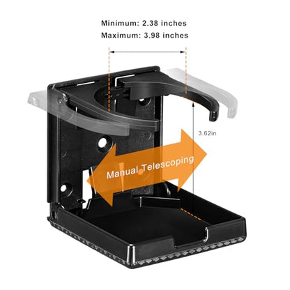 2PCS Boat Cup Holder, Car Folding Drink Holders Wall Mounted Bottle Bracket with Adjustable Arms, Universal Space-Saving Cup Holders with Screws for Trucks RVs Boats Campers