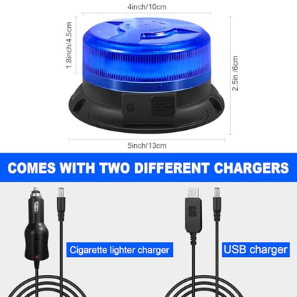 AnTom Magnetic Wireless Strobe Light, Waterproof Rechargeable Blue LED Beacon Lights for Trucks, Vehicle Emergency Flashing Warning, forklifts,Tractors,Golf Carts,Cars - color: Blue