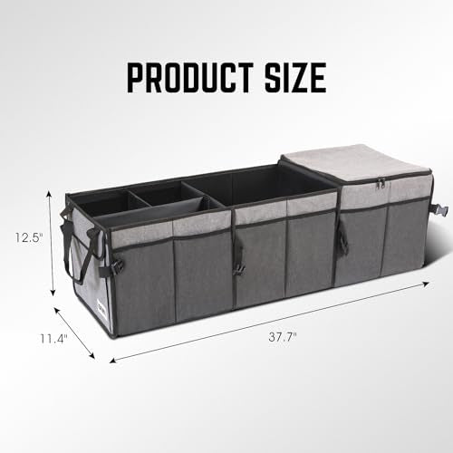 DNA Motoring Trunk Organizer for Car, 90L Large Capacity Foldable Trunk Organizer, Multi Compartment Car Trunk Organizer for Women Men, Grey, TOOLS-00421 - style: 3 Compartments 6 pockets