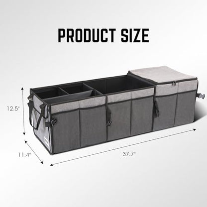 DNA Motoring Trunk Organizer for Car, 90L Large Capacity Foldable Trunk Organizer, Multi Compartment Car Trunk Organizer for Women Men, Grey, TOOLS-00421 - style: 3 Compartments 6 pockets