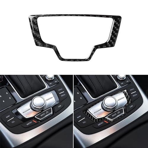 Real Carbon Fiber Interior Accessories Sticker Compatible with Audi A6 S6 C7 A7 S7 4G8 2012 2013 2014 2015 2016 2017 2018 Car Gearshift Panel Multimedia Control knob Frame Decor Trim Cover Black - color: Multimedia Control Knob Frame Decor