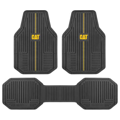 CAT® Signature™ Heavy-Duty 3-Piece All Weather Floor Mats for Cars, Trucks & SUVs – Trim-to-Fit Rubber Car Mats Full Set, Waterproof Automotive Floor Mats, Interior Accessories & Car Rug Protection - style: Cat Signature - Universal 3pc Mats
