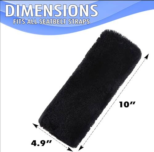 VaygWay Soft Faux Sheepskin Seatbelt Shoulder Pad Cover – Automotive Black Furry Sheepskin Belt Cover for Comfortable Driving – 4 Pcs Adult/Kids Shoulder Pad & Neck Cushion – Bag Backpack Strap Cover