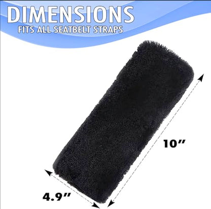 VaygWay Soft Faux Sheepskin Seatbelt Shoulder Pad Cover – Automotive Black Furry Sheepskin Belt Cover for Comfortable Driving – 4 Pcs Adult/Kids Shoulder Pad & Neck Cushion – Bag Backpack Strap Cover