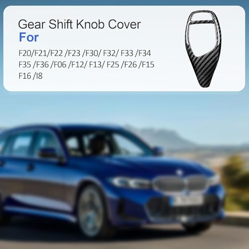 Real Carbon Fiber Gear Shift Konb Cover Trim Protector Compatible with BMW F20 F21 F22 F23 F30 F32 F33 F34 F35 F36 F06 F12 F13 F25 F26 F15 F16 GT3 I8 Automotive Interior Accessories(2010-2020)-Black - color: Black