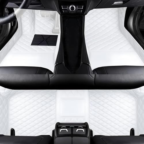 Customize All-Weather Protection Luxury Leather Floor Mats for Cars, SUVs, and Trucks According to Automotive Model (3D White Floor mats) - color: 3D white floor mats
