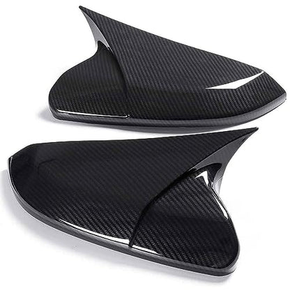2PCS Door Side Mirror Covers Cow Horn Compatible with Honda Civic 2016-2021 10th Generation Sedan Coupe Hatchback Exterior Rear View Mirror Housing (Carbon Fiber Style) - size: Carbon Fiber Style