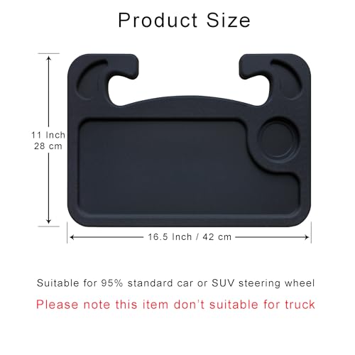 Steering Wheel Tray With Cup & Pen Holder for Eating, Makeup, Working, Writing - Car Desk Suitable for Cars, SUVs, Pickup Trucks and RVs