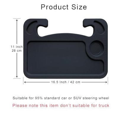 Steering Wheel Tray With Cup & Pen Holder for Eating, Makeup, Working, Writing - Car Desk Suitable for Cars, SUVs, Pickup Trucks and RVs