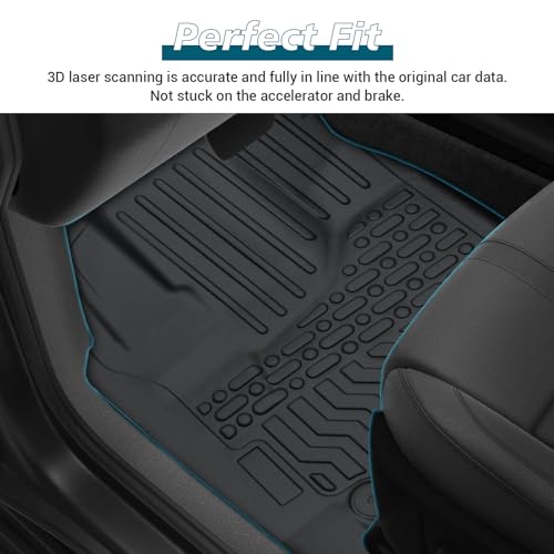 All Weather Floor Mats for 2012-2017 Chevy Equinox & GMC Terrain/Terrain Denali, Waterproof TPE Rubber Anti-Slip Car Carpet, 2 Row Front & Rear Custom Fit Car Floor Liner - color: 12-17 Equinox/GMC Terrain/Terrain Denali