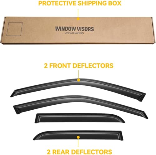 Rain Guards for 2002-2006 Honda CR-V CRV, Out-Channel Window Visor Shields Vent Deflector Shade Wind Dark Smoke 2003 2004 2005 02 03 04 05 06, Tape-On Outside-Mount, 4PCS - style: For 2002-2006 | Honda CR-V CRV | Out-Channel