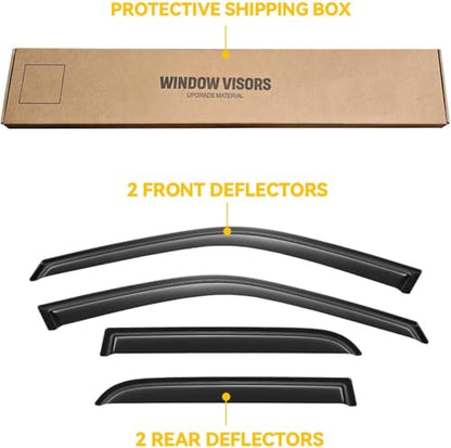 Rain Guards for 2002-2006 Honda CR-V CRV, Out-Channel Window Visor Shields Vent Deflector Shade Wind Dark Smoke 2003 2004 2005 02 03 04 05 06, Tape-On Outside-Mount, 4PCS - style: For 2002-2006 | Honda CR-V CRV | Out-Channel