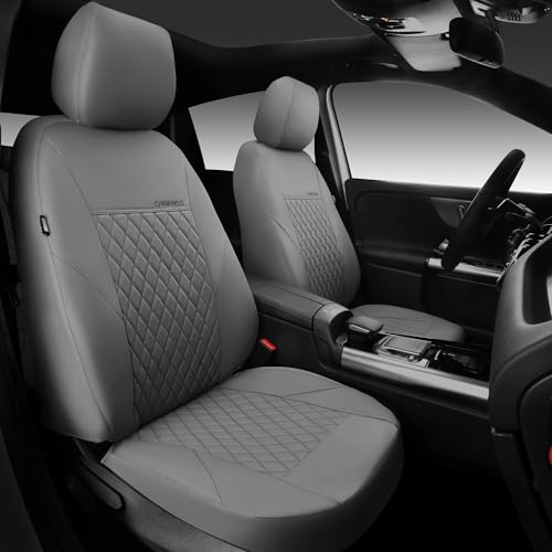 CAR PASS Quilting Faux Leather Seat Covers Full Set, Waterproof Deluxe PU Premium Auto Seat Cover, Breathable Seat Covers Universal Fit for Most Sedan SUV Van Small Truck, Airbag Compatible All Gray - color: Full Gray, size: Full Set (Front and Rear)