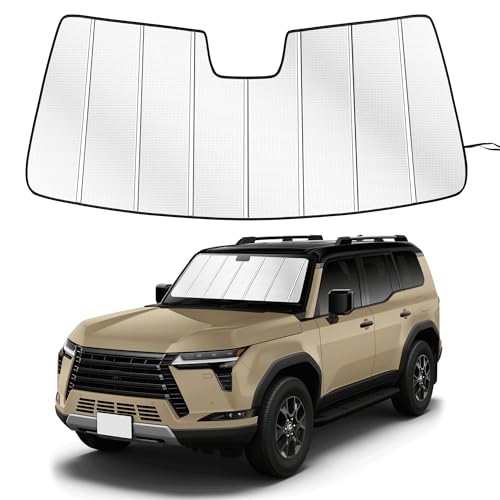 Windshield Sun Shade for Lex-us GX550 GX 550 2024-2026 Custom Fit Accordion Folding Design Window Sunshade Car Accessories, Full Coverage Sun Visor Protector - Blocks 99% UV Rays - size: Lex-us GX550 2024-2026
