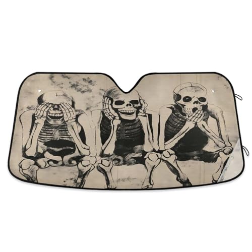 Windshield Sun Shade Shabby Skull Skeletons Front Window Block UV Shades Visor Reflective Retractable for Car SUV Trucks - color: B011