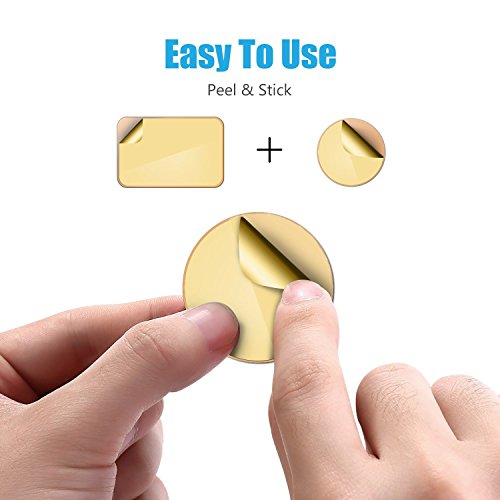 Mount Metal Plate with Adhesive for Magnetic Cradle-Less Mount -X4 Pack 2 Rectangle and 2 Round (Compatible with Magnetic mounts) (Gold) - color: Gold