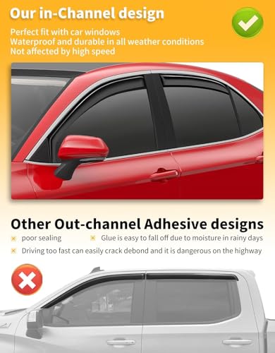 in-Channel Window Rain Guards Fit for Toyota Camry 2018 2019 2020 2021 2022 2023 2024 Extra Durable Window Visors Window Deflectors Vent Visors Vent Shades Car Accessories-4 pcs 2-Q14 - size: Fit for 2018-2024 Toyota Camry
