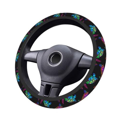 Sea Turtle Steering Wheel Cover with 2 Car Coasters Non Slip Neoprene for Women Men Universal 15 Inch - color: Sea Turtle