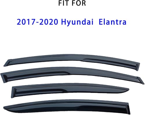 Tape On Window Visors Rain Guards Compatible with Hyundai Elantra 2017-2020,Smoke Tinted Side Window Vent Wind Deflectors Visors Shades for Elantra 17-20,Truck Accessories-4pcs - size: For 17-20 Elantra