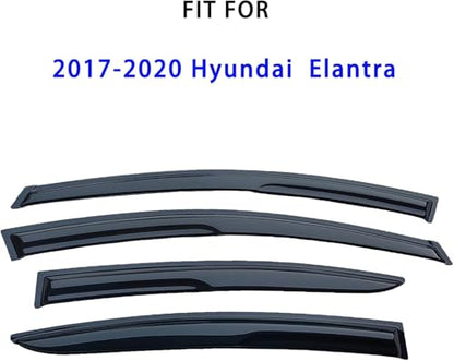 Tape On Window Visors Rain Guards Compatible with Hyundai Elantra 2017-2020,Smoke Tinted Side Window Vent Wind Deflectors Visors Shades for Elantra 17-20,Truck Accessories-4pcs - size: For 17-20 Elantra
