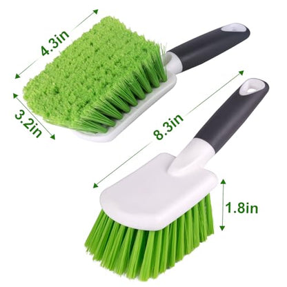 2 Pack Car Wash Brush, Tire Brush for Cleaning Tires, Soft & Stiff Bristle Wheel Cleaner, Car Cleaning Supplies for Wheels, Rims, Carpet, Truck, SUV, Moto, RV, Motorcycle - color: Green