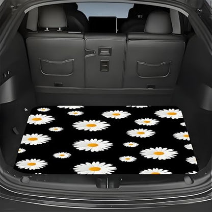 Universal Car Trunk Mat 29" x 39", Beautiful Daisies All Weather Trunk Protection Cargo Liner,Durable Cargo Mat Rear Trunk Liner, Stylish Vehicle Interior Accessories Suitable for Most Car Models - color: Beautiful Daisies