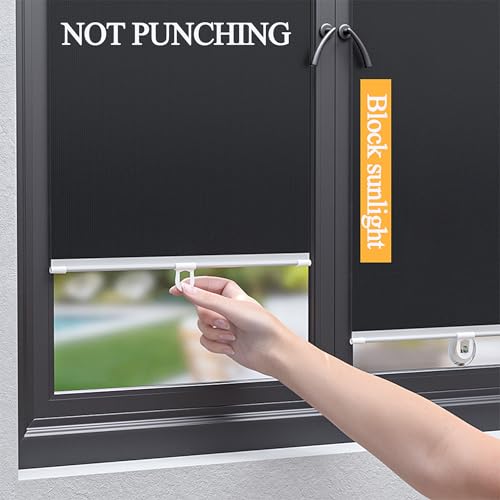 No Drilling Retractable Roller Window Shades (2 Pack), Suction Cups Window Shade Removable Blackout Window Cover Easy to Install for Living Room Bedroom Car Window Office Bathroom (19.6"x49") - size: 19.6"x49"