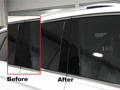 Rvinyl Pillar Post Window Trim Compatible with Mitsubishi Lancer 2008-2017 (Sedan) - Gloss (Black) - color: Gloss (Black)