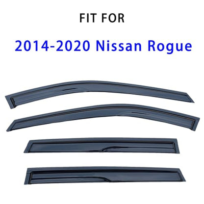 Window Visors for 2014-2020 Nissan Rogue, Outside Mount Tape-On Rain Guards, 4-Piece Set Vent Shade Deflectors - size: For Nissan Rogue 2014-2020