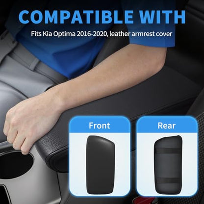 Center Console Armrest Cover Compatible with Kia Optima 2016-2020 Accessories, Premium Leather Arm Rest Cover Pad, Car Middle Console Cover (Black) - size: 2016-2020 Kia Optima