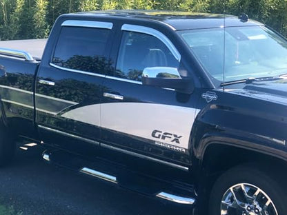 Chrome Side Window Visor Wind Vent Deflector for 14-18 Chevy Silverado/GMC Sierra 1500&2500HD&3500HD with Double/Extended Cab,4pcs Outside Mount Style Sun Rain Guards 94528Y - size: 14-18 Silverado/Sierra Double/Extend Cab (Chrome)
