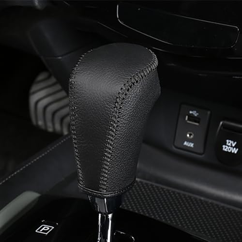 Great-luck Genuine Leather Automatic at Gear Shift Knob Cover Protector Trim,the car Interior Accessories(Black Stitches) for Nissan Rogue Sport(2017 2018 2019 2021) Rogue(2014-2020) - color: Black Stitches, size: Rogue(2014-2020)