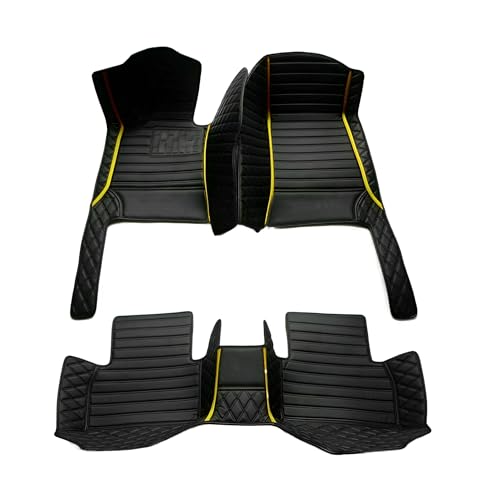Add Personal Touch to Your Vehicle with IMEISH Customizable Logo Text Car Mats for 99% of vehiclesPads Protection Non-Slip Leather Floor Liners (Black Yellow Stripe) - color: Black yellow stripe