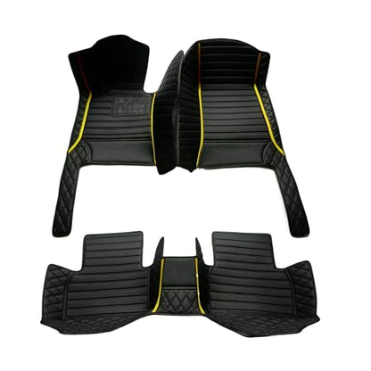 Add Personal Touch to Your Vehicle with IMEISH Customizable Logo Text Car Mats for 99% of vehiclesPads Protection Non-Slip Leather Floor Liners (Black Yellow Stripe) - color: Black yellow stripe
