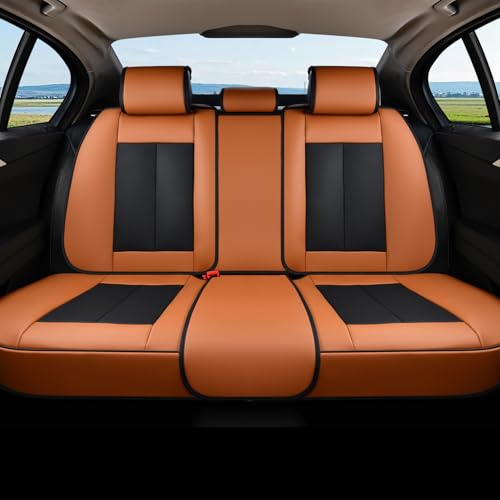 Coverado Seat Covers, Rear Car Seat Covers, Waterproof Back Seat Cover for Car Seat Protector for Kids & Dogs, Faux Leather Seat Covers for Cars Seat Cushions Universal Fit for Most Cars, Brown&Black - color: Brown&Black