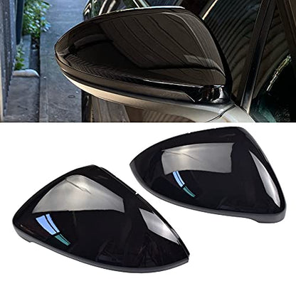 1 Pair Black Rearview Mirror Cover Left Right Side Mirror Covers Caps for VW Golf MK7 7.5 GTI 7 Golf 7 R (Black) - color: Black