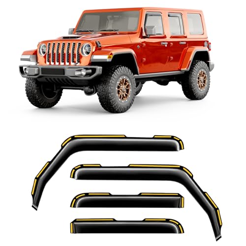 in-Channel Window Rain Guards Fit for Jeep Wrangler JL 2018-2026/ Gladiator 2020-2026 Extra Durable Rain Guard Window Deflectors Vent Visors Vent Shades Window Visor Exterior Car Accessories - size: 2018-2026 Jeep Wrangler JL & 2020-2026 Gladiator