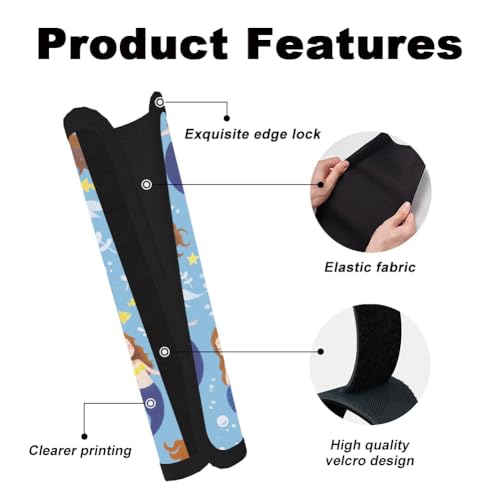 2Pcs Soft Auto Seat Belt Cover Pad Cartoon Mermaid Colorful Car Seatbelt Shoulder Cushion for Comfortable Driving, Compatible with All Cars' Seatbelt and Backpack Straps - color: Mermaid