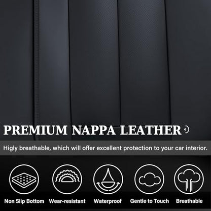 Coverado Car Seat Covers, Back Seat Cover, 3-Pieces Black Rear Car Seat Covers, Waterproof Car Seat Cushion, Car Seat Protector, Leather Seat Cover Seat Protector Universal Fit Most Cars - color: Black